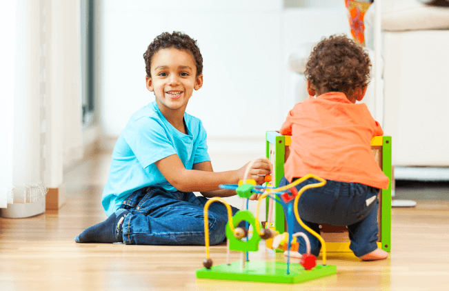 one youngster and one toddler