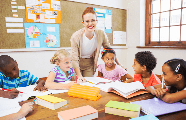 room with teacher and kids