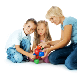 teacher playing with children